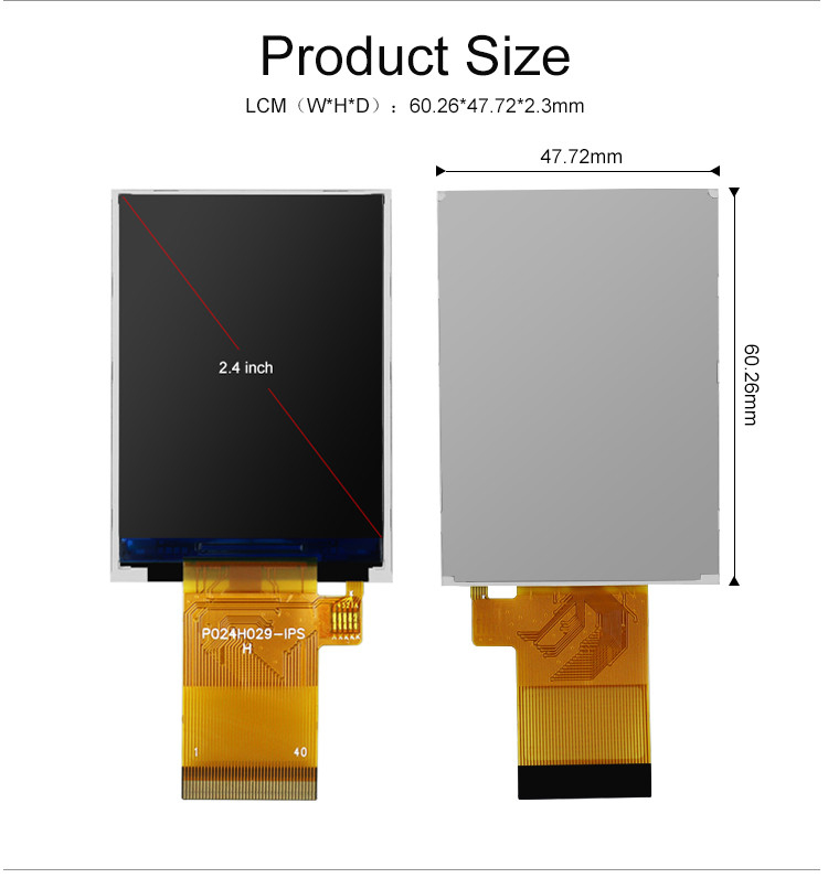 폴크드 350 Nit 2.4 인치 Tft 터치 스크린 240x320 48.96 밀리미터 MCU RGB 인터페이스 LCD는 전시합니다