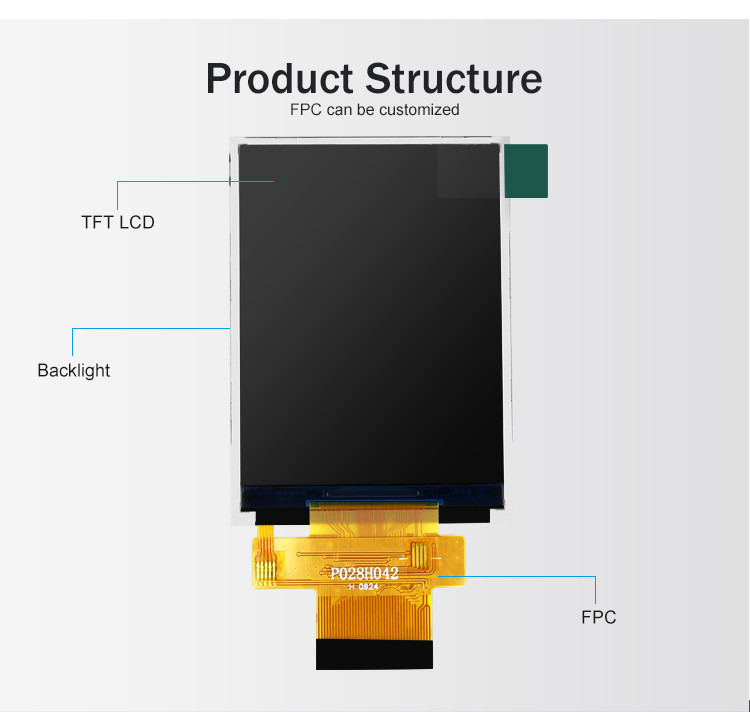 Polcd MCU 8 비트 2.8 Lcd 모듈 57.6Mm 터치 스크린 디스플레이 모듈 12 0'CLOCK