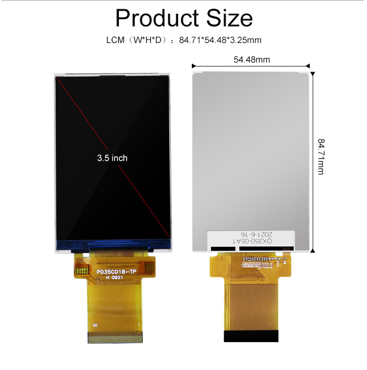 3.5인치 LCD 패널 모듈 320x480 RGB Spi 인터페이스 풀 컬러 Tft Lcm 디스플레이 Polcd