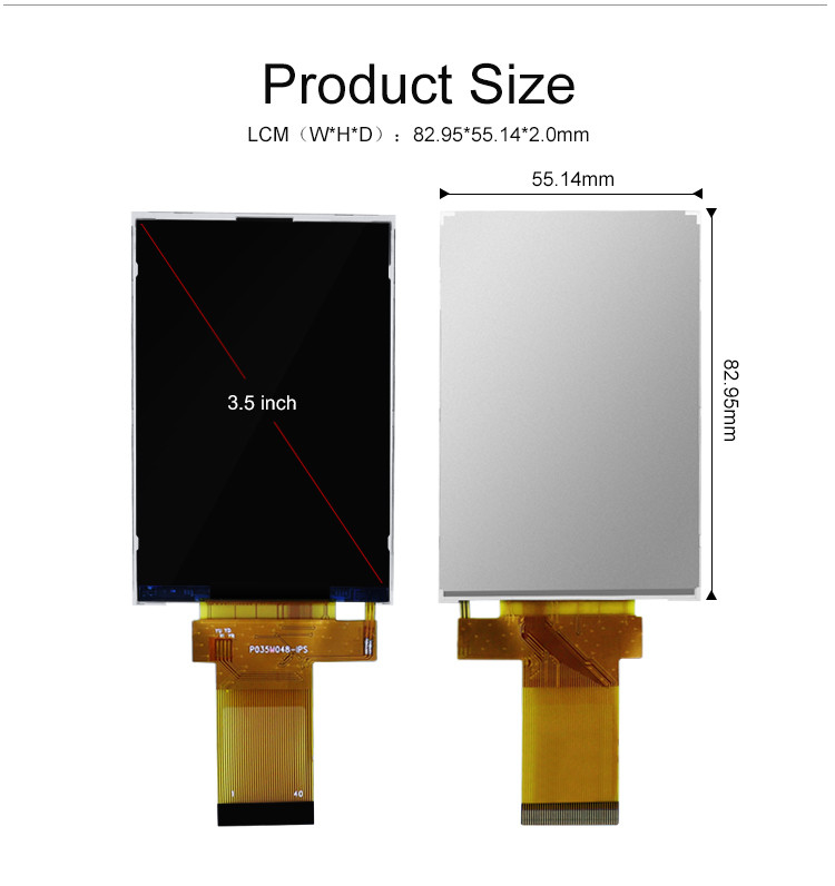 320x480 3.5 인치 Tft LCD 디스플레이 18 비트 병렬 RGB 인터페이스 작은 크기