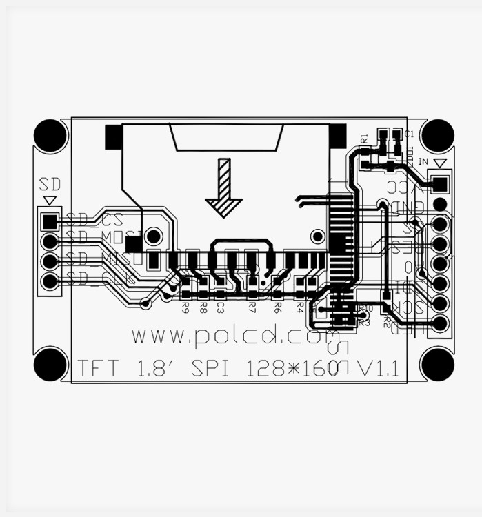 Polcd ST7262 1.77 인치 24비트 LCD 128X160 TFT 터치 스크린 300 Nit