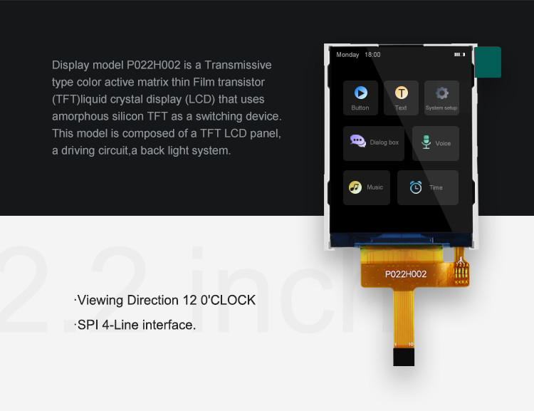 Polcd 44.64mm 터치 스크린 디스플레이 모듈 2.2 인치 Tft Spi 240x320 라즈베리 파이