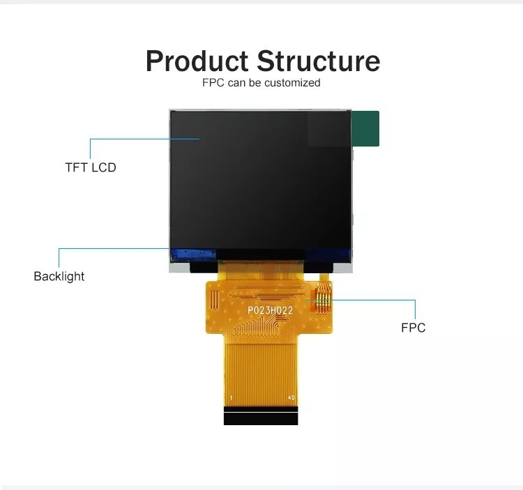 Polcd 블랙 320*240 RGB TFT 디스플레이 18 비트 고 밝기 2.31 인치 LCD 패널
