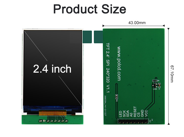 Polcd 4 와이어 SPI Tft LCD 2.4 인치 240X320 터치 스크린 LCD PCB 보드와 함께