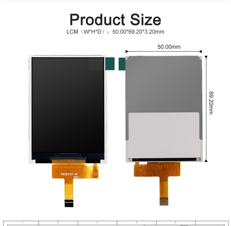 Polcd ST7789V 2.8 인치 Ips 스크린 12 0'CLOCK TFT LCD 모듈 ISO9001