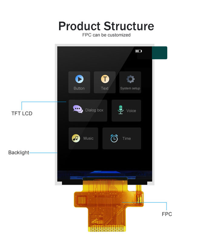 Polcd ST7789V2 2.4 TFT 디스플레이 컬러 262K TFT LCD 모듈 48.96mm TFT LCD