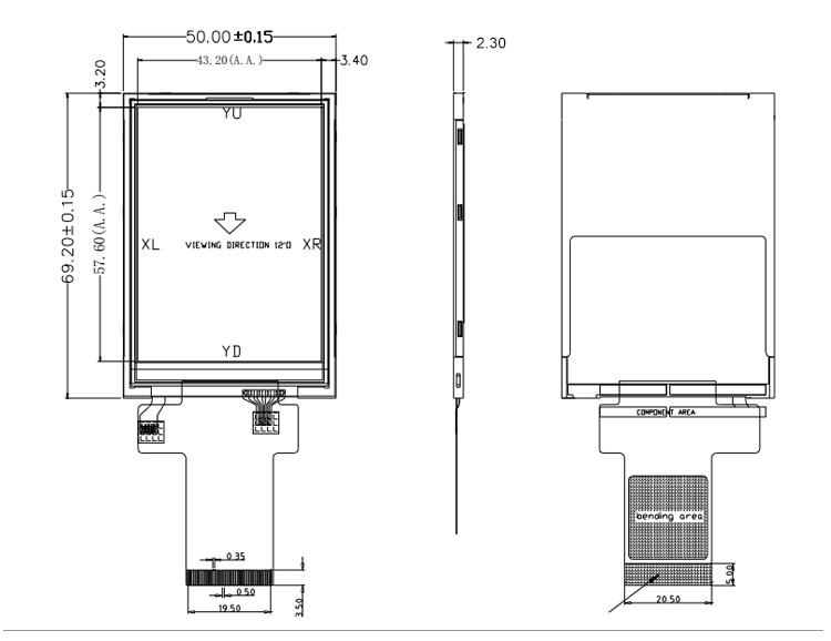 Polcd 12 0'CLOCK 240x320 2.8 인치 Ili9341v 16비트 TFT 터치 스크린