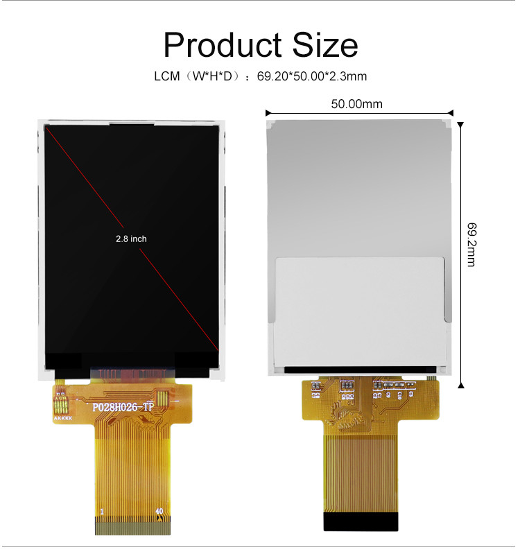 Polcd 12 0'CLOCK 240x320 2.8 인치 Ili9341v 16비트 TFT 터치 스크린