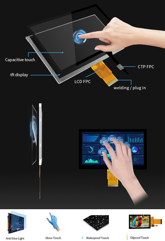 Polcd 7' Tft LCD 패널 800x480 용량 터치 스크린 RGB 인터페이스 7 인치 LCD 모듈 디스플레이