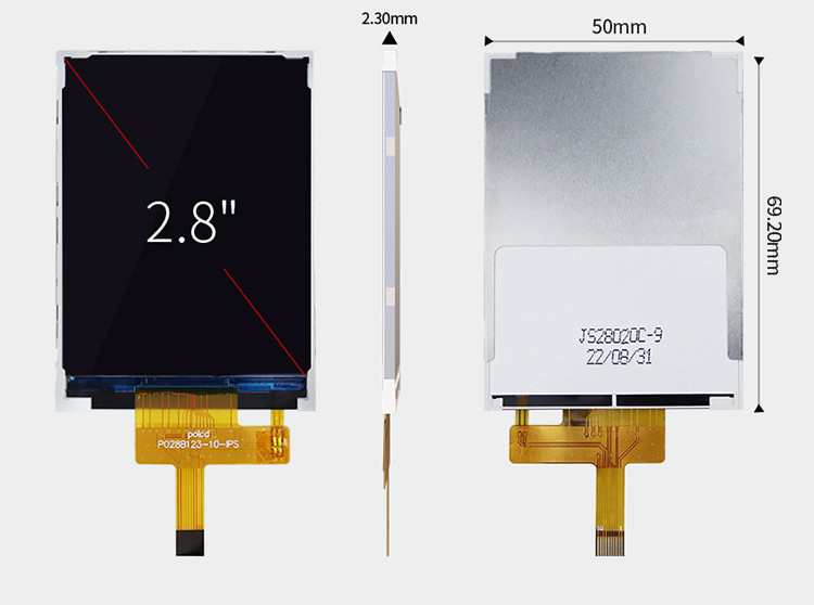 Polcd 작은 LCD 2.8' 240x320 산업 IPS 컬러 스크린 풀 뷰 2.8 인치 평행 포트 TFT LCD 디스플레이