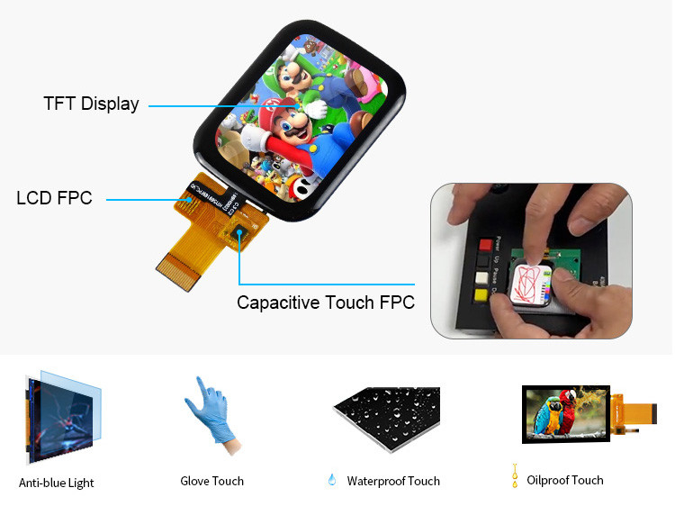 Polcd 1.69 인치 터치 스크린 LCD 디스플레이 240x280 SPI 인터페이스 작은 TFT 모듈
