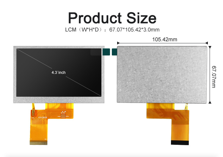 Polcd ST7262E43 작은 Tft LCD 디스플레이 RGB 24 조금 4.3 인치 Tft Lcd 800x480
