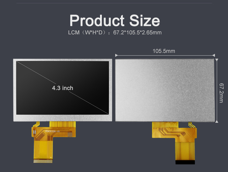 Polcd 커스텀 4.3 인치 480*272 컬러 RGB 8비트 ILI6485 드라이브 40핀 4.3' TFT LCD 모듈