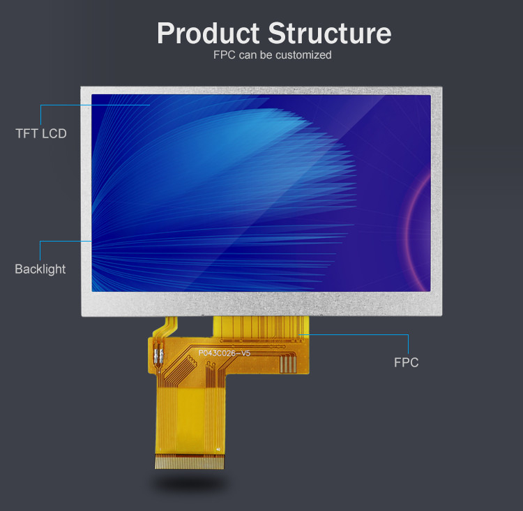 Polcd 커스텀 4.3 인치 480*272 컬러 RGB 8비트 ILI6485 드라이브 40핀 4.3' TFT LCD 모듈