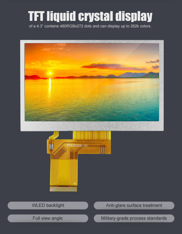 Polcd 커스텀 4.3 인치 480*272 컬러 RGB 8비트 ILI6485 드라이브 40핀 4.3' TFT LCD 모듈