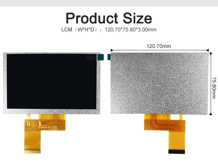 Polcd 5 인치 TFT 디스플레이 800x480 RGB 24 비트 인터페이스 IPS 풀 뷰 앵글 고 콘트라스트 LCD 모듈