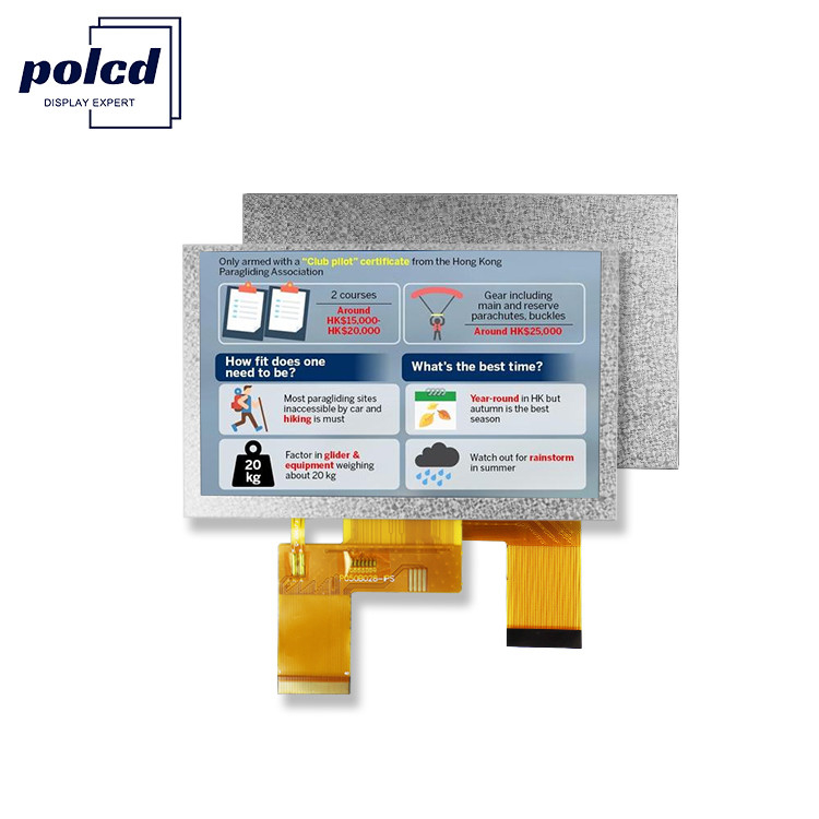 Polcd 5 인치 TFT 디스플레이 800x480 RGB 24 비트 인터페이스 IPS 풀 뷰 앵글 고 콘트라스트 LCD 모듈