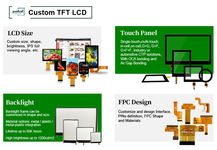 Polcd 240x320 LED 백글리트 Tft LCD 디스플레이 2.4 인치 LCM 260 니트 밝기 Lcm 패널