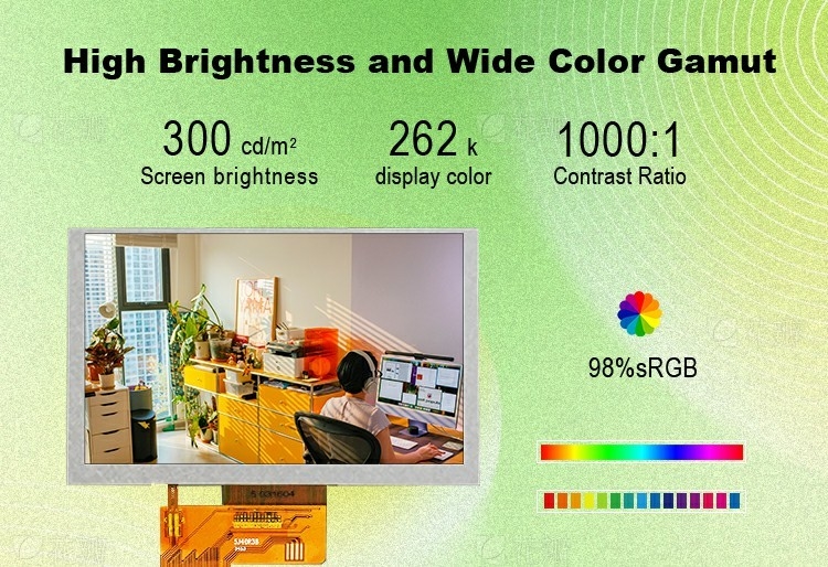 Polcd 커스텀 5인치 LCD 모듈 RGB 인터페이스 800*480 ST7265 IPS 패널 TFT LCD 디스플레이