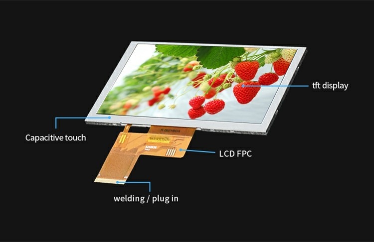 Polcd 5.0 인치 TFT LCD 패널 800*480 해상도 500nits RGB 인터페이스 5