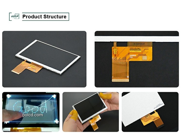 Polcd 5인치 TFT LCD 800x480 500nits 밝기 RGB 24비트 인터페이스 IPS 화면 모듈