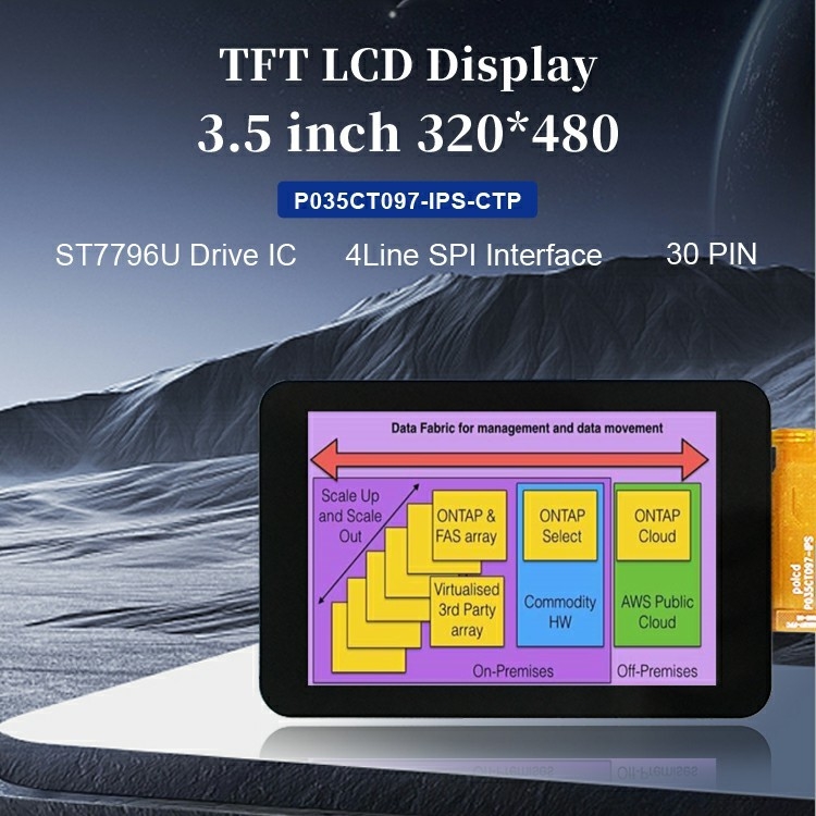 Polcd 높은 대비 비율 3.5 인치 LCD 화면 높은 밝기 320x480 용량 터치 패널 Tft LCD 디스플레이