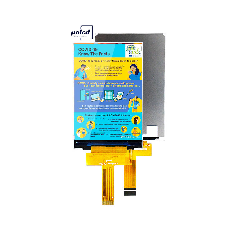Polcd 3.5 인치 IPS TFT LCD 320*480 Ili9488 드라이브 Ic 600:1 콘트라스트 비율 LCD 디스플레이 모듈