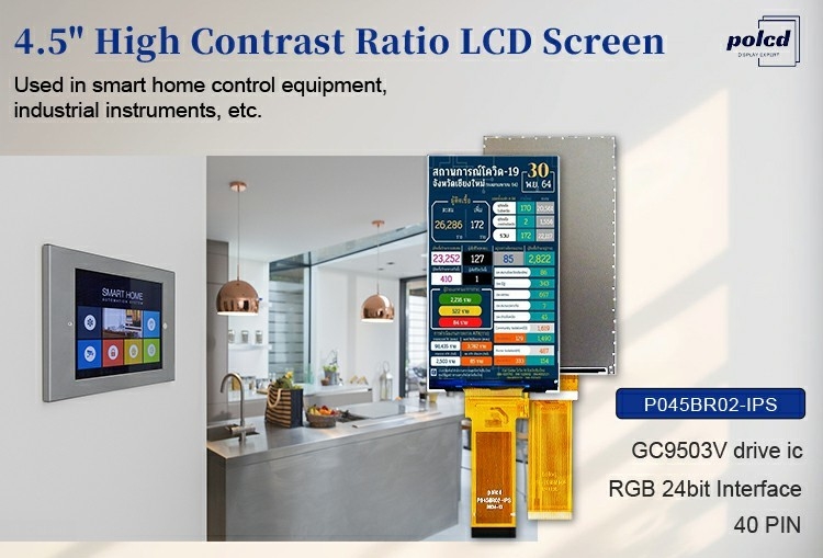 Polcd LCD 제조사 4.5인치 480x854 Gc9503v RGB 인터페이스 고 밝기 IPS TFT 화면 패널 디스플레이