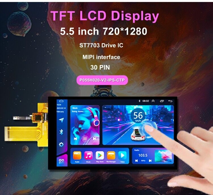 Polcd 5.5 인치 IPS TFT LCD 720x1280 MIPI 인터페이스 LCD 디스플레이 모듈과 함께 전체 관점