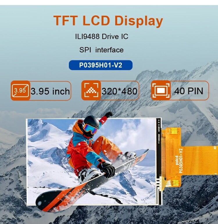 Polcd 사용자 지정 3.95 인치 320x480 Ips Tft LCD RGB 인터페이스 터치와 액체 결정 디스플레이 모듈