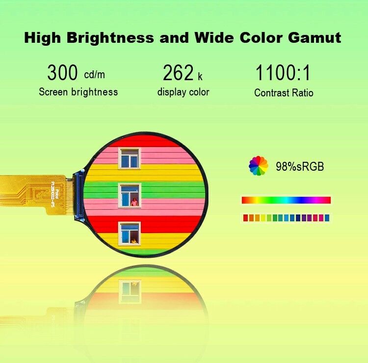 Polcd 1.28 인치 IPS 원형 LCD 디스플레이 240xRGBx240 해상도 스마트 시계용 맞춤형 TFT LCD 모듈