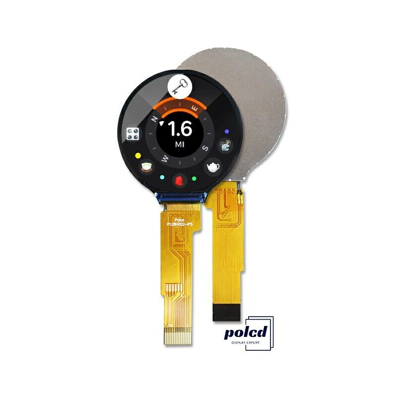 Polcd 1.28 인치 IPS 원형 LCD 디스플레이 240xRGBx240 해상도 스마트 시계용 맞춤형 TFT LCD 모듈