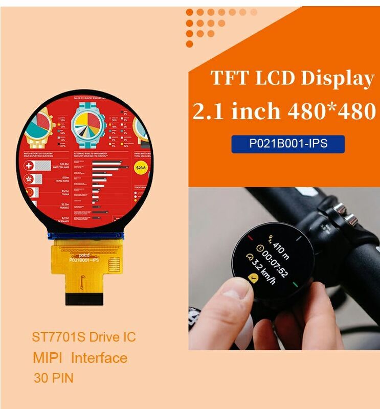 Polcd 2.1인치 IPS 작은 둥근 LCD 480*480 Mipi 인터페이스 ST7701S 원형 원형 TFT 디스플레이 모듈