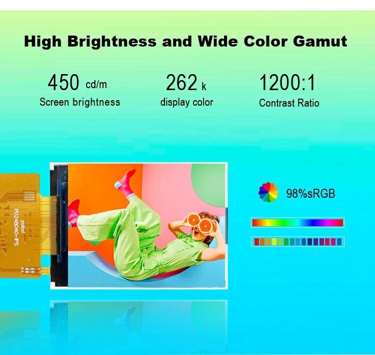 Polcd 2.4 인치 240x320 ST7789V Mcu 인터페이스 전체 관점 IPS 2.4