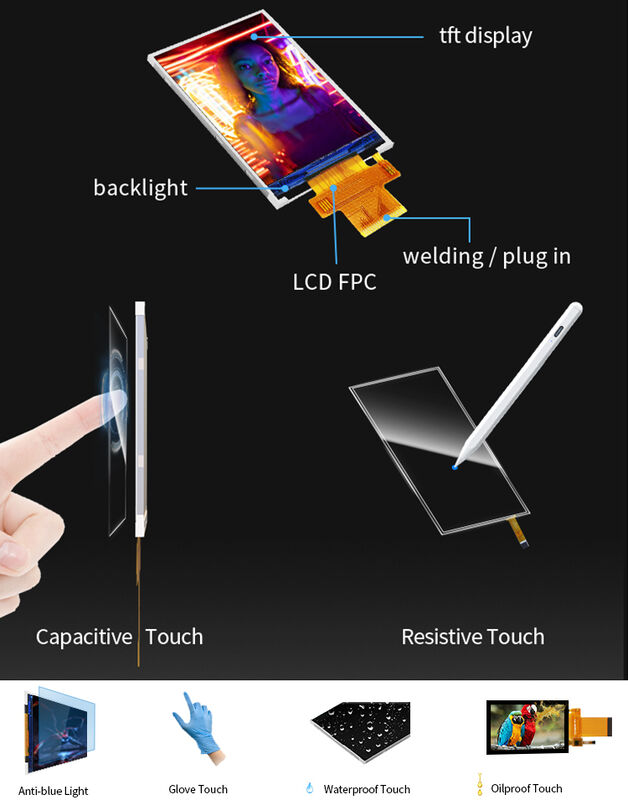 폴크드 18은 2.4 Spi Tft LCD 디스플레이 ST7789V2 Tft 터치 스크린 디스플레이를 고정합니다