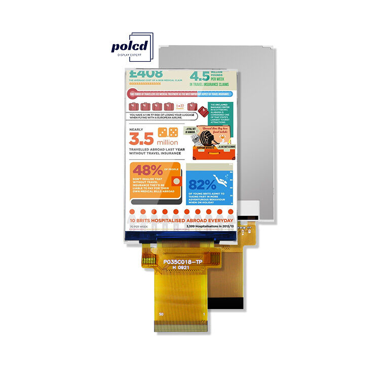 Polcd ILI9488 디스플레이 Tft Lcd 12 0'CLOCK 3.5 Tft Lcd Raspberry Pi 48.96mm