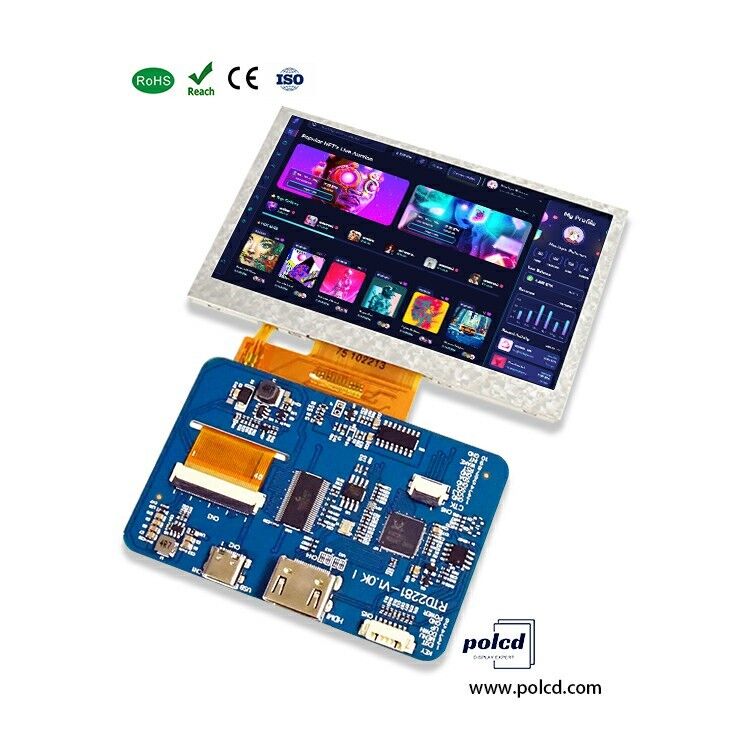 Polcd RTD2281 LCD 드라이버 보드 5 4.3 인치 HDM-I 800x480 터치 스크린 TFT 디스플레이 모듈 라즈베리 파이