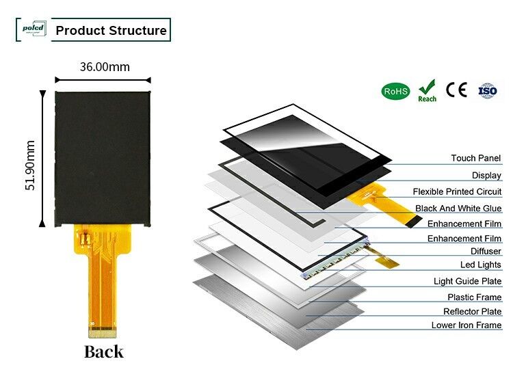 Polcd 액체 결정 디스플레이 2.0 인치 미니 풀 컬러 ST7789 MCU IPS 풀 앵글 뷰 240x320 TFT LCD 모듈