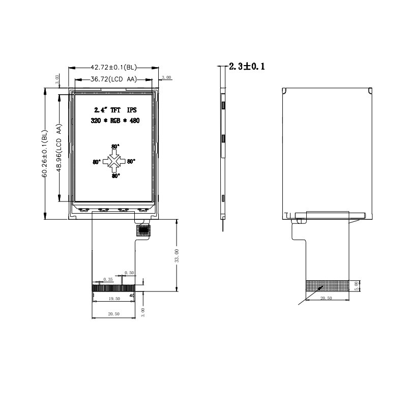 Polcd 350 Nit Tft 터치스크린 2.4 인치 16 조금 LCD 디스플레이 ISO9001