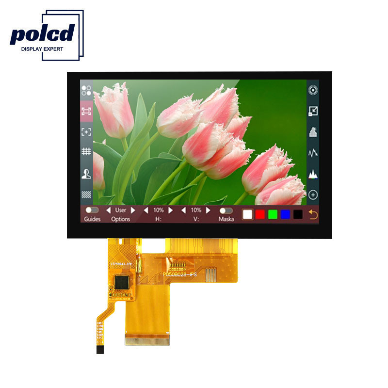 Polcd 픽셀 800x480 Tft 전기 용량 터치 RGB 24비트 4.3 Tft Lcd 터치 스크린