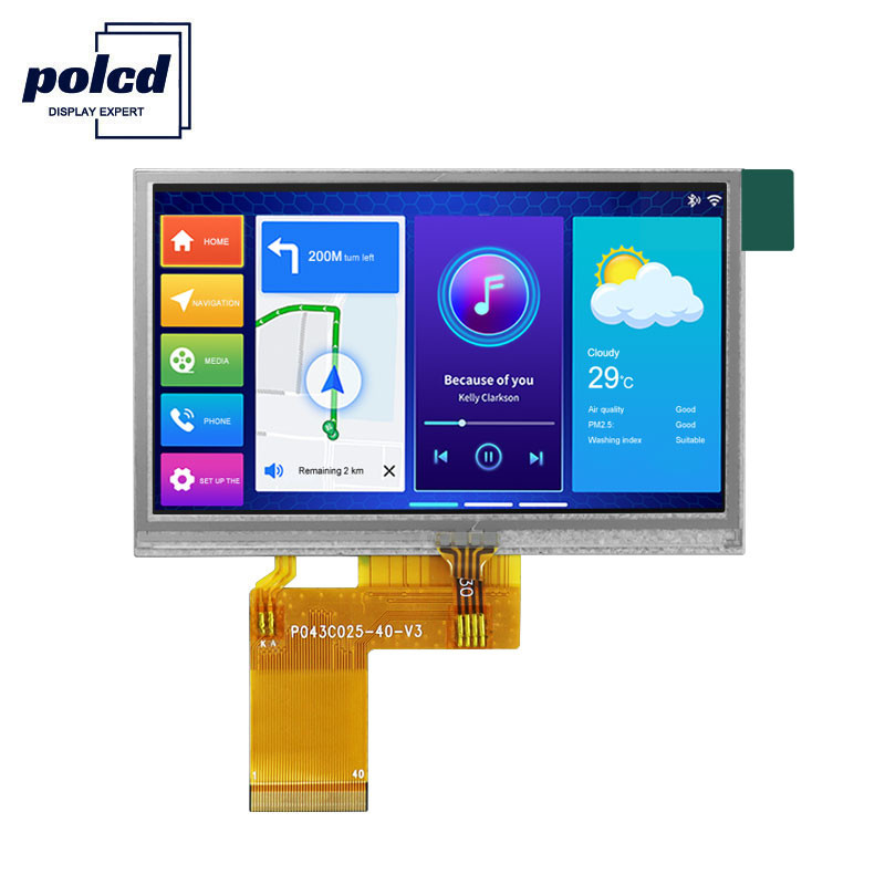 Polcd ILI6485 480x272 Tft LCD 디스플레이 4.3 인치 TFT 저항하는 터치스크린 40 Pin
